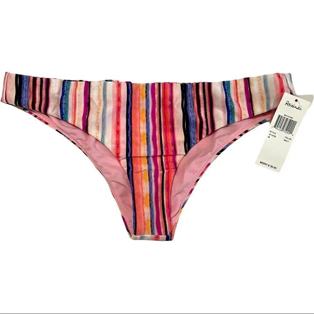 Raisins Muticolor Stripe Bikini Bottom Sz M NWT
